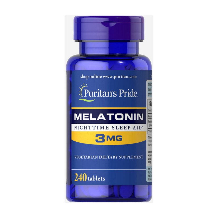 Мелатонин Puritan's Pride Melatonin 3 mg (240 табл) пуританс прайд,  мл, Puritan's Pride. Мелатонин. Улучшение сна Восстановление Укрепление иммунитета Поддержание здоровья 