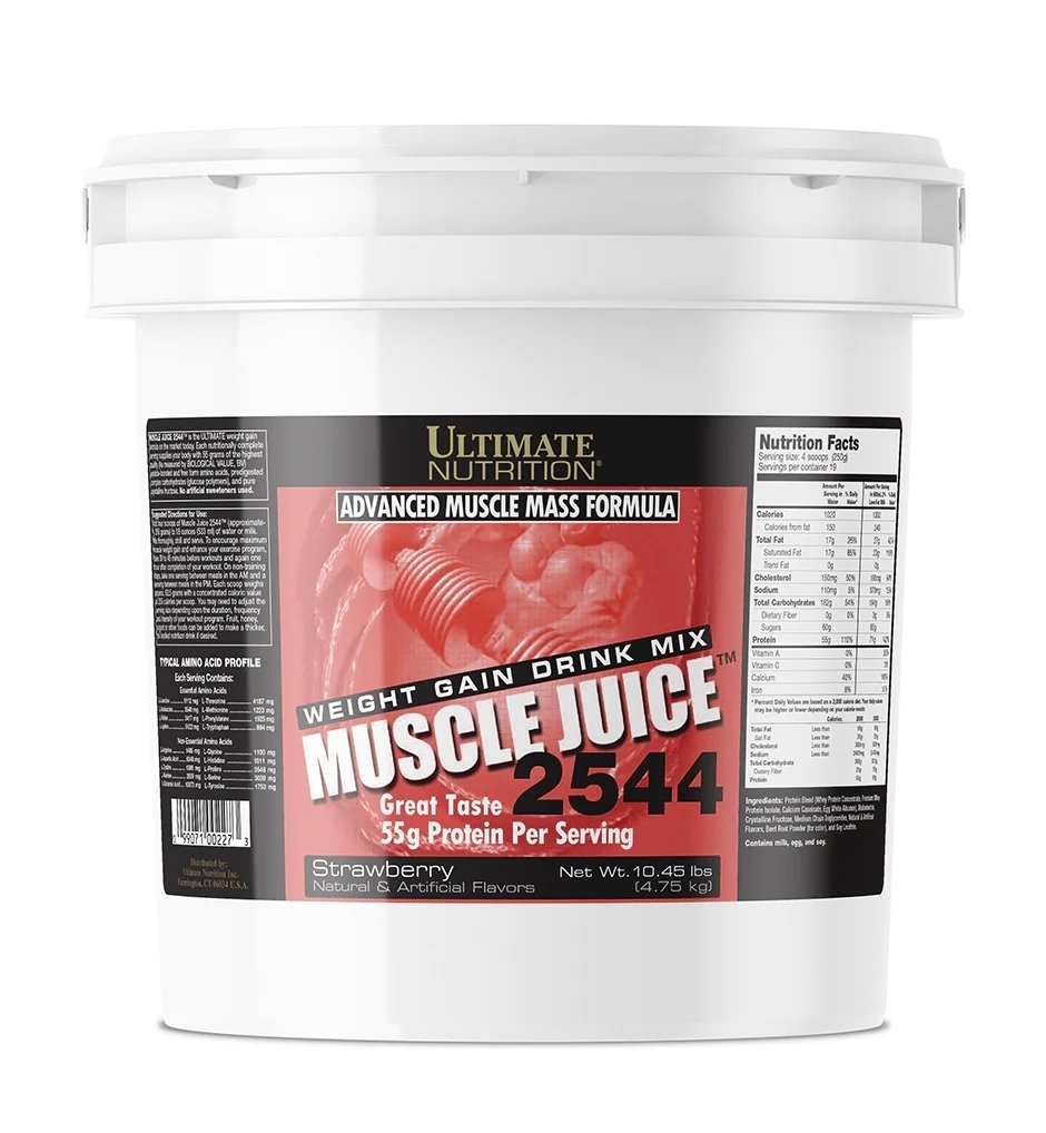 Гейнер Ultimate Muscle Juice 2544, 4.75 кг Клубника,  ml, Ultimate Nutrition. Gainer. Mass Gain Energy & Endurance recovery 