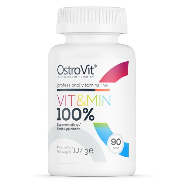 Витамины и минералы OstroVit 100% Vit &amp; Min, 90 таблеток,  мл, OstroVit. Витамины и минералы. Поддержание здоровья Укрепление иммунитета 