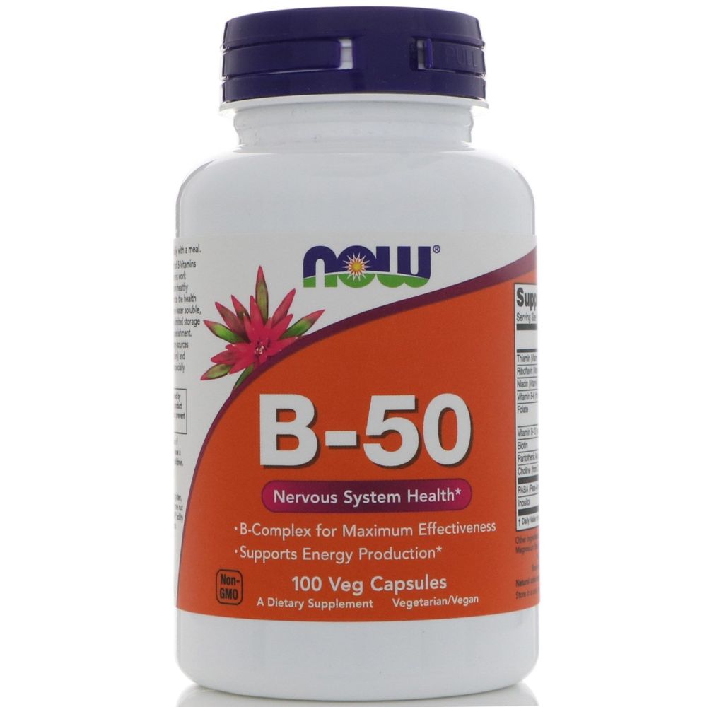 Витамины и минералы NOW B-50, 100 вегакапсул,  ml, Now. Vitamins and minerals. General Health Immunity enhancement 