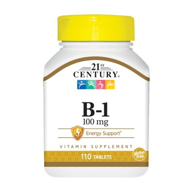 Витамины и минералы 21st Century B1 100 mg, 110 таблеток,  мл, 21st Century. Витамины и минералы. Поддержание здоровья Укрепление иммунитета 