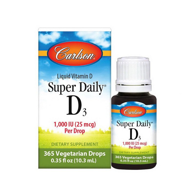 Витамин D3 Carlson Labs Super Daily D3 Liquid 1000 IU 10,3 мл,  мл, Carlson Labs. Витамин D. 