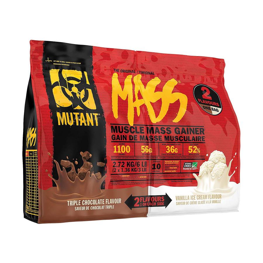 Гейнер Mutant Mass, 2.72 кг Тройной шоколад и Ванильное мороженое,  мл, Mutant. Гейнер. Набор массы Энергия и выносливость Восстановление 