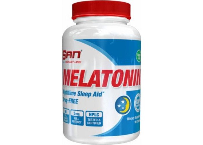 Мелатонін для покращення сну SAN Melatonin 5 mg 90 caps,  мл, San. Мелатонин. Улучшение сна Восстановление Укрепление иммунитета Поддержание здоровья 