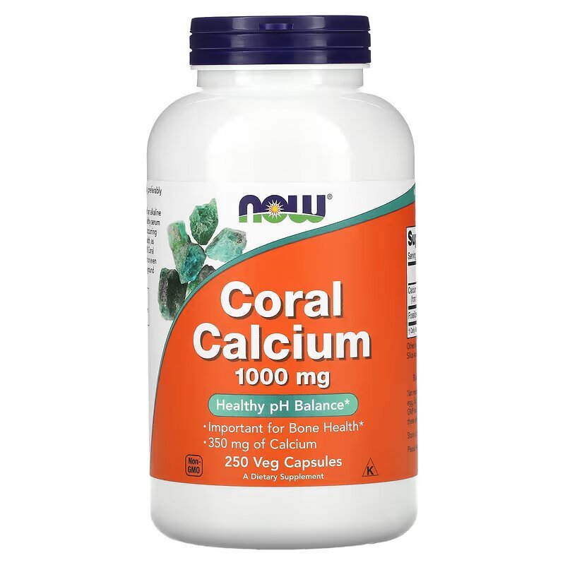 Витамины и минералы NOW Coral Calcium 1000 mg, 250 вегакапсул,  ml, Now. Vitamins and minerals. General Health Immunity enhancement 