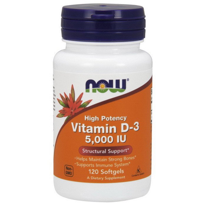 Витамин д3 Now Foods Vitamin D-3 5000 IU 120 капсул (NOW1169),  мл, Now. Витамин D. 