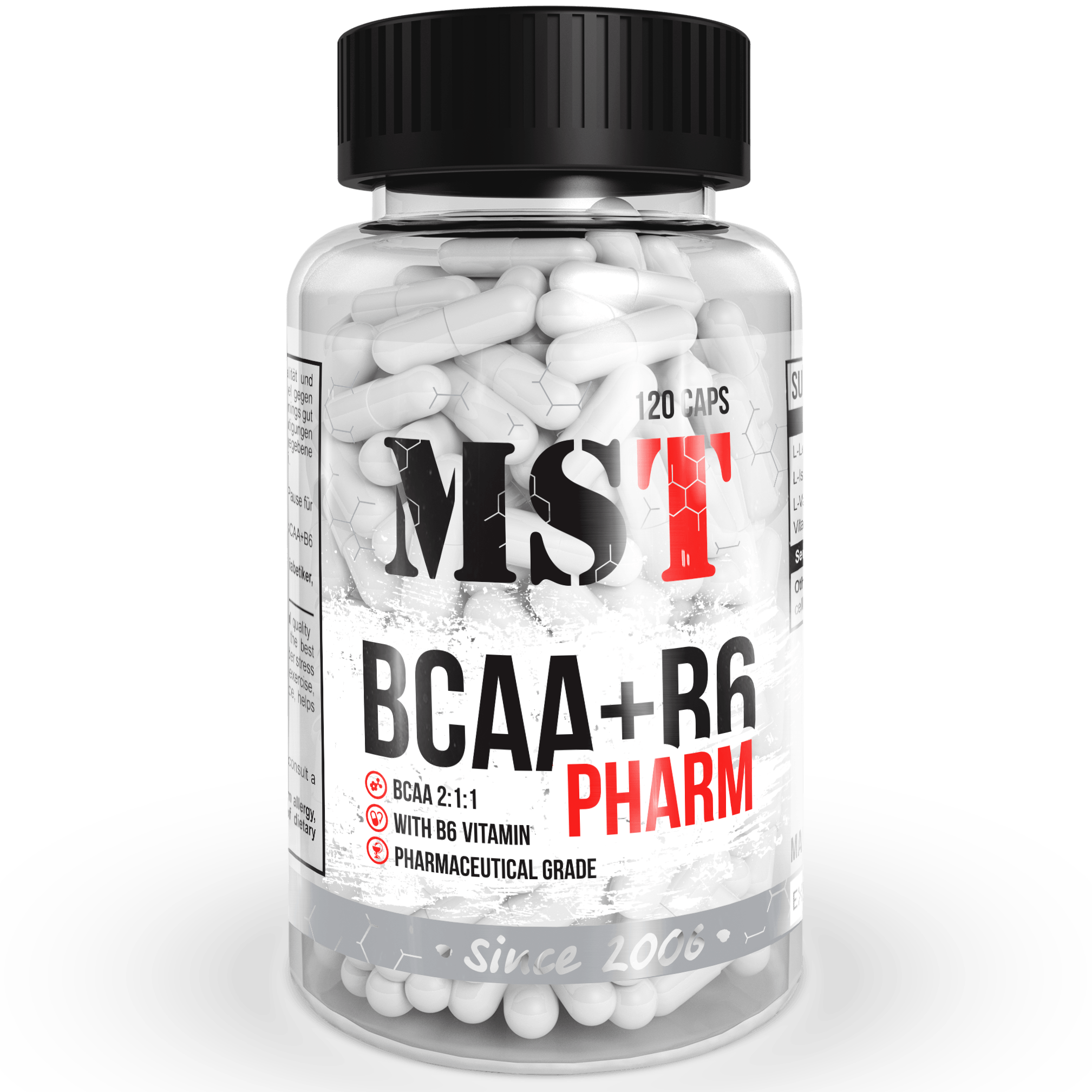 BCAA+B6 Pharm, 120 pcs, MST Nutrition. BCAA. Weight Loss recovery Anti-catabolic properties Lean muscle mass 