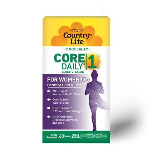 Витамины и минералы Country Life Core Daily-1 for Women 50+, 60 таблеток ,  ml, Country Life. Vitamins and minerals. General Health Immunity enhancement 