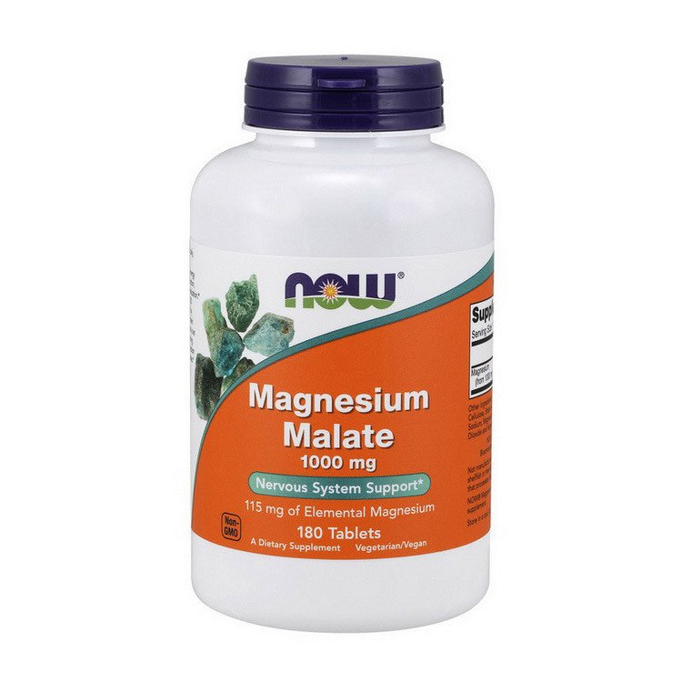 Магний малат Now Foods Magnesium Malate(180 таб) нау фудс,  мл, Now. Магний Mg. Поддержание здоровья Снижение холестерина Предотвращение утомляемости 