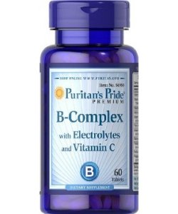 B-Complex with Electrolytes and Vitamin C, 60 шт, Puritan's Pride. Витамин B. Поддержание здоровья 