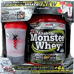 Anabolic Monster Whey Box with Monster Shake, 2000 g, AMIX. Mezcla de proteínas de suero de leche. 