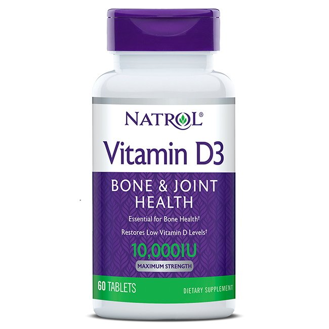 Витамины и минералы Natrol Vitamin D3 10000 IU Maximum Strength, 60 таблеток,  мл, Natrol. Витамины и минералы. Поддержание здоровья Укрепление иммунитета 