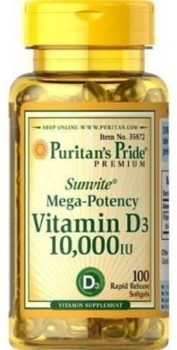VITAMIN D3 10,000 IU, 100 pcs, Puritan's Pride. Vitamin Mineral Complex. General Health Immunity enhancement 