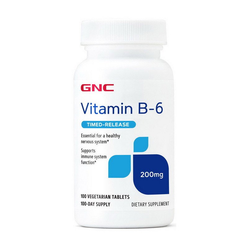 GNC Витамин Б 6 GNC Vitamin B-6 Timed-Release 200 mg 100 таблеток, , 
