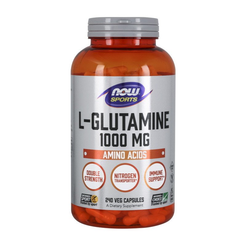 Глютамин Now Foods L-Glutamine 1000 mg (240 капсул) нау фудс,  мл, Now. Глютамин. Набор массы Восстановление Антикатаболические свойства 