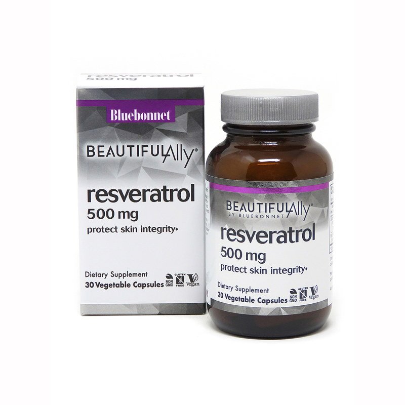 Натуральная добавка Bluebonnet Resveratrol 500 mg, 30 вегакапсул - Beautiful Ally,  ml, Bluebonnet Nutrition. Natural Products. General Health 