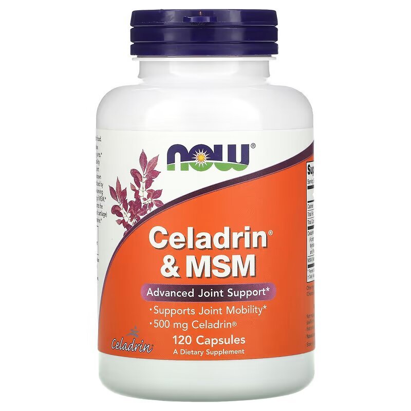 Для суставов и связок NOW Celadrin &amp; MSM 500 mg, 120 капсул,  мл, Now. Хондропротекторы. Поддержание здоровья Укрепление суставов и связок 