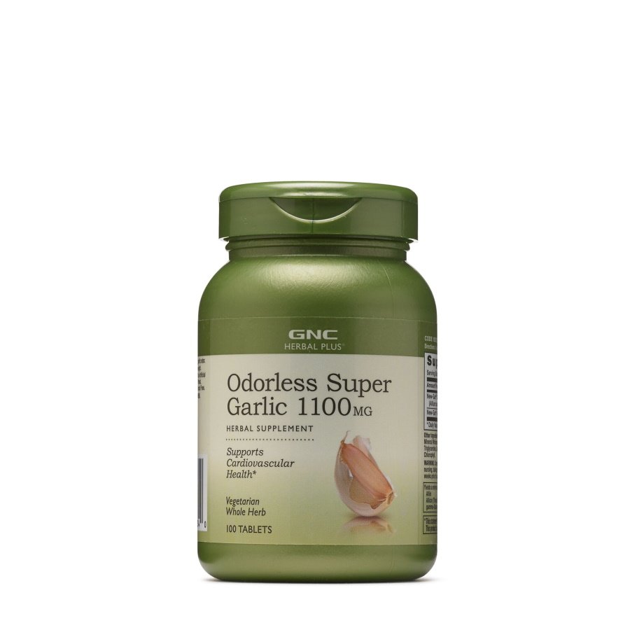 Натуральная добавка GNC Herbal Plus Odorless Super Garlic 1100 mg, 100 таблеток,  мл, GNC. Hатуральные продукты. Поддержание здоровья 