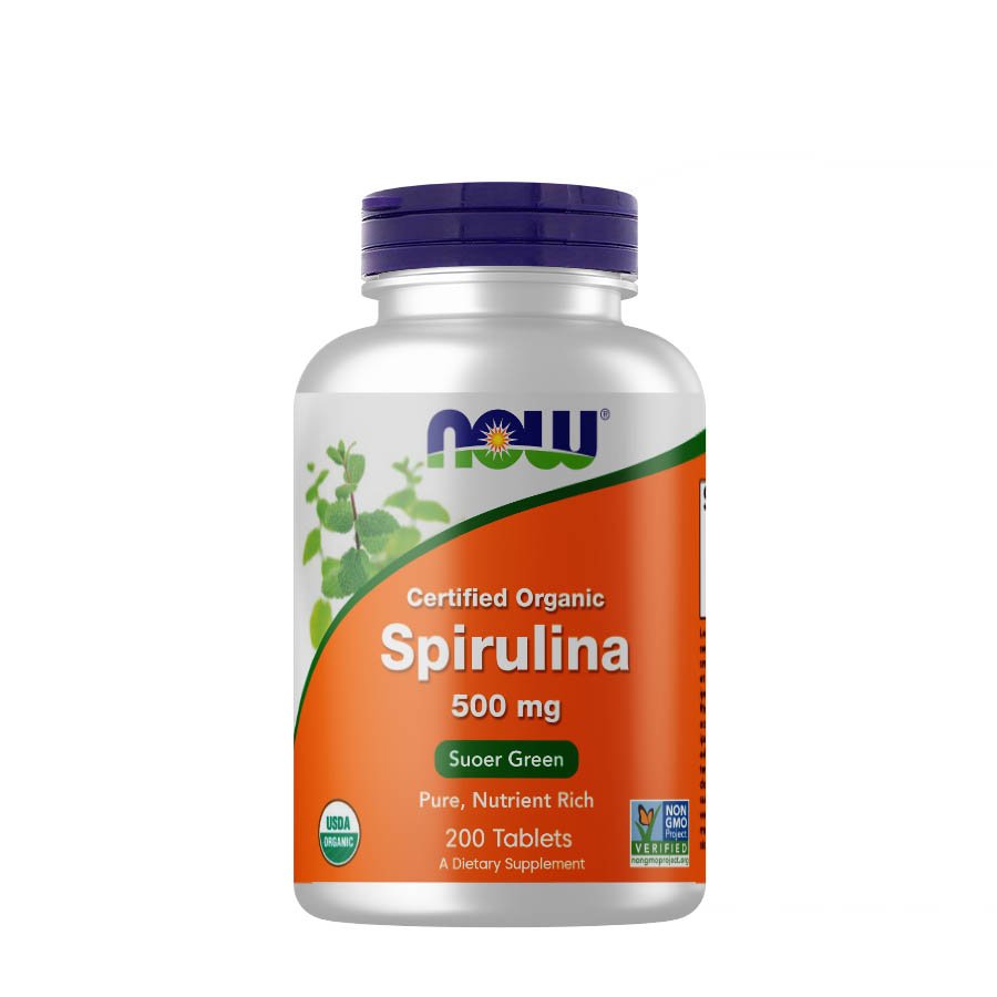 Натуральная добавка NOW Spirulina 500 mg, 200 таблеток, СРОК 08.22,  мл, Now. Hатуральные продукты. Поддержание здоровья 