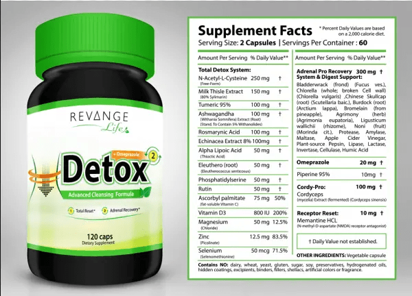 REVANGE  Detox 60 шт. / 30 servings,  мл, Revange. Витаминно-минеральный комплекс
