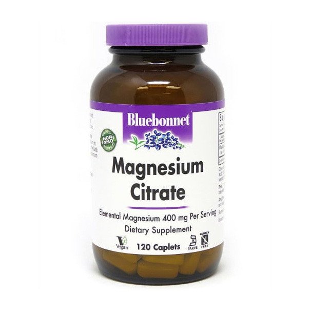 Цитрат магния Bluebonnet Nutrition Magnesium Citrate 400 mg 120 каплет,  ml, Bluebonnet Nutrition. Magnesium Mg. General Health Lowering cholesterol Preventing fatigue 