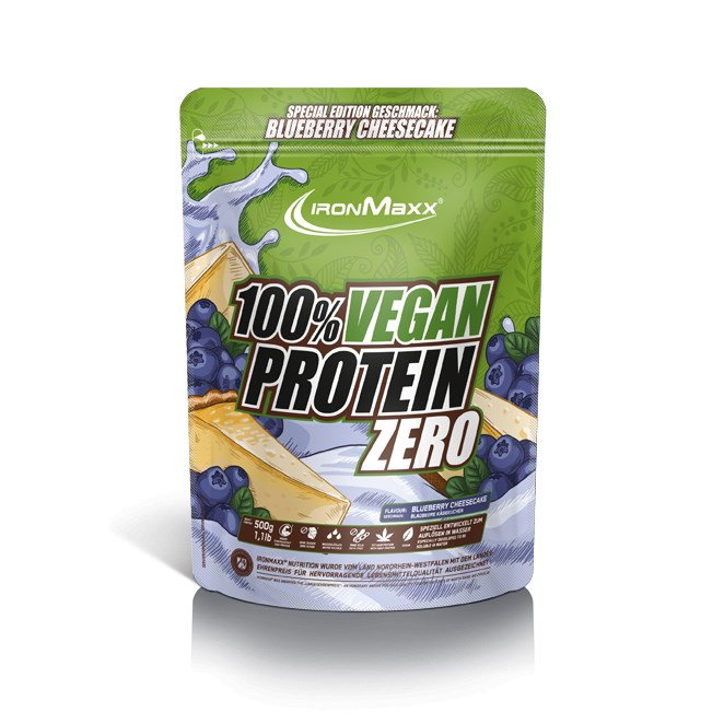Протеин IronMaxx 100% Vegan Protein, 500 грамм Черничный чизкейк,  мл, IronMaxx. Протеин. Набор массы Восстановление Антикатаболические свойства 