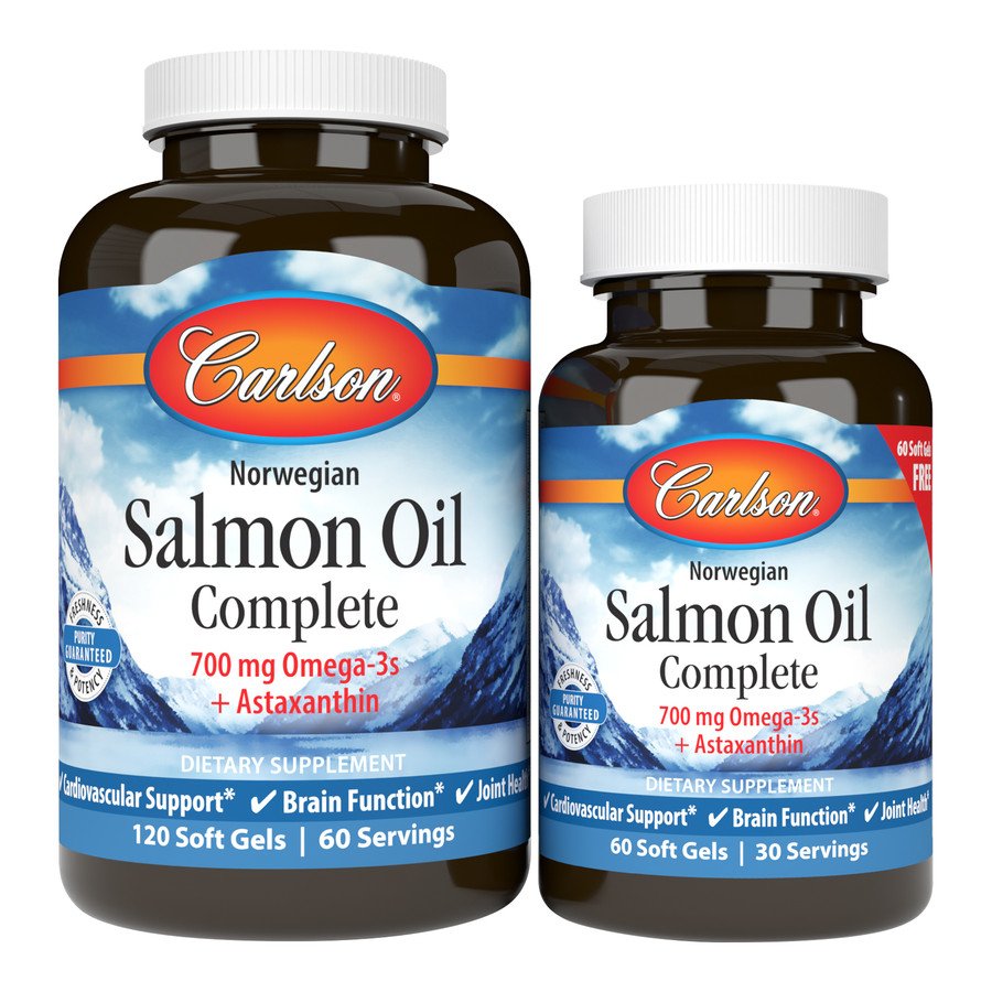 Жирные кислоты Carlson Labs Salmon Oil Complete, 120+60 капсул,  мл, Carlson Labs. Жирные кислоты (Omega). Поддержание здоровья 