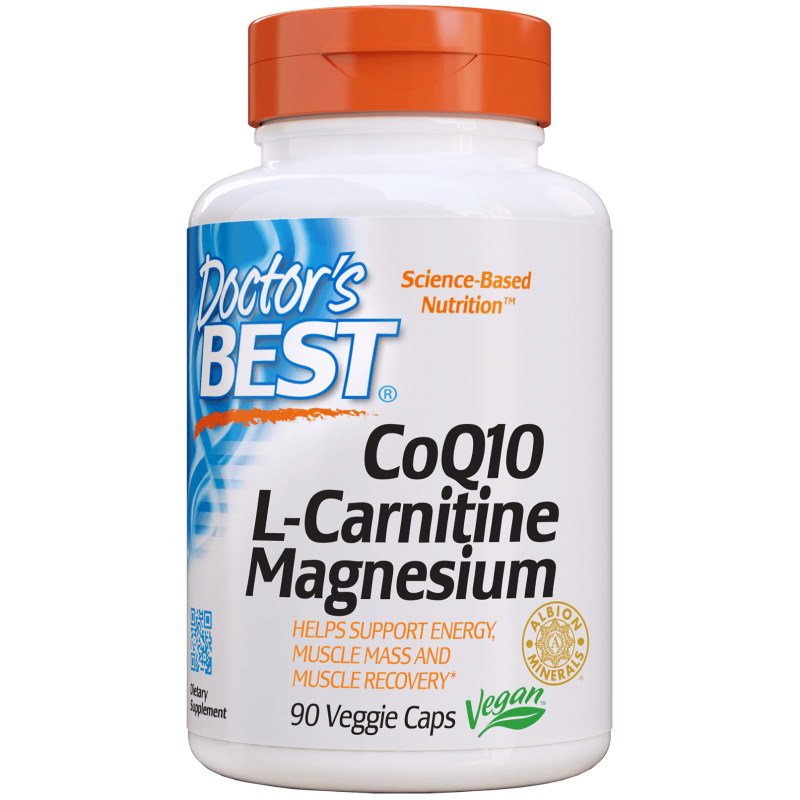 Витамины и минералы Doctor's Best CoQ10 L-Carnitine Magnesium, 90 вегакапсул,  мл, Doctor's BEST. Коэнзим-Q10. Поддержание здоровья Антиоксидантные свойства Профилактика ССЗ Толерантность к физ. нагрузкам 