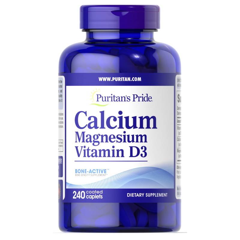 Puritan's Pride Витамины и минералы Puritan's Pride Calcium Magnesium Vitamin D3, 240 каплет, , 