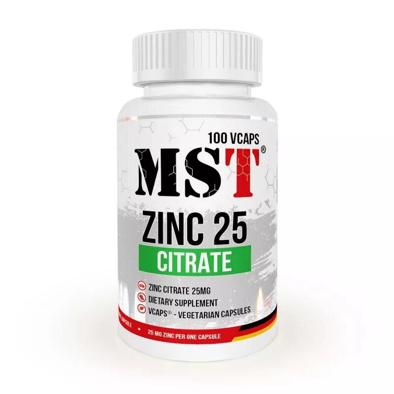 MST Nutrition Цинк MST Zinc Citrate 25 mg 100 капсул, , 