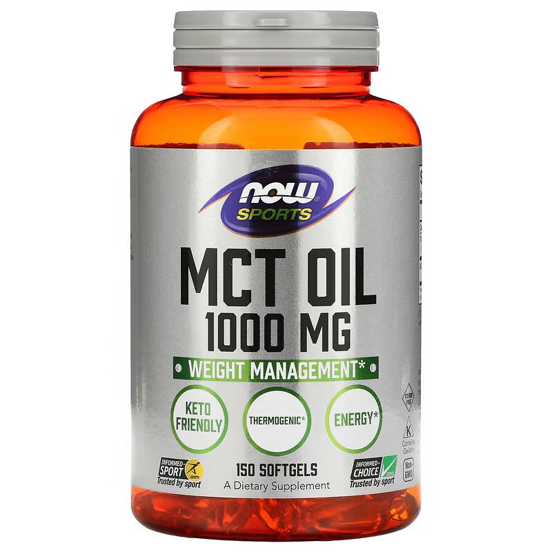 Предтренировочный комплекс NOW MCT Oil 1000 mg, 150 капсул,  мл, Now. Предтренировочный комплекс. Энергия и выносливость 
