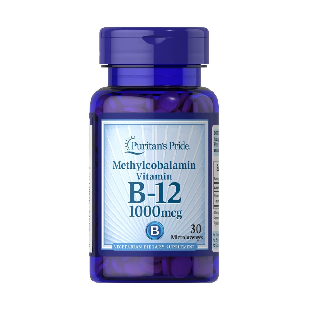 Puritan's Pride Витамины и минералы Puritan's Pride Vitamin B-12 (Methylcobalamin) 1000 mcg, 30 микро леденцов, , 