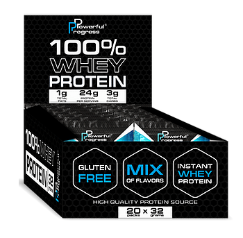 Протеин Powerful Progress 100 % Whey Protein Mega Box 32 g 20 шт.,  мл, Powerful Progress. Протеин. Набор массы Восстановление Антикатаболические свойства 