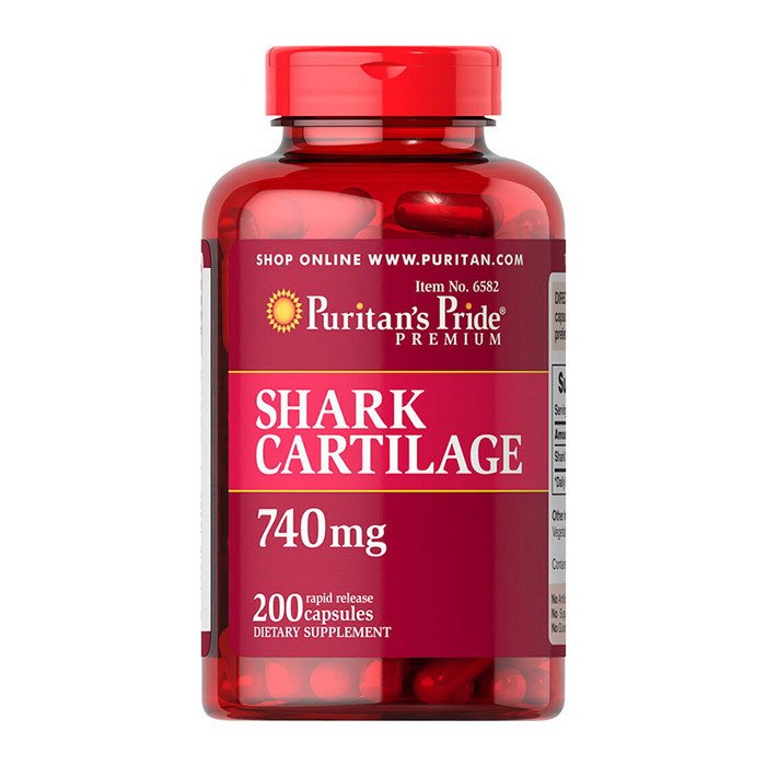 Акулий хрящ Puritan's Pride Shark Cartilage 740 mg (200 капс) пуританс прайд,  мл, Puritan's Pride. Акулий хрящ. 