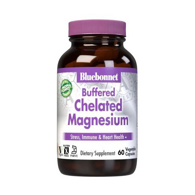 Магний хелат Bluebonnet Nutrition Buffered Chelated Magnesium 60 капсул,  мл, Bluebonnet Nutrition. Магний Mg. Поддержание здоровья Снижение холестерина Предотвращение утомляемости 