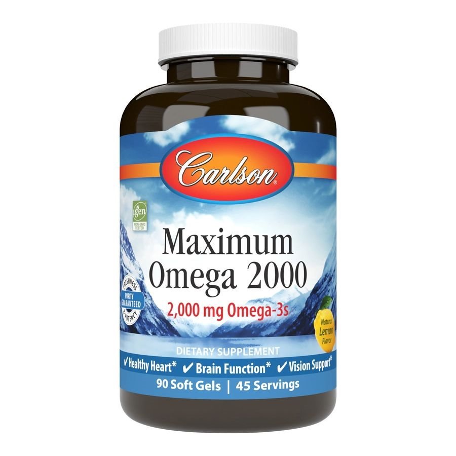 Жирные кислоты Carlson Labs Maximum Omega 2000, 90 капсул,  мл, Carlson Labs. Жирные кислоты (Omega). Поддержание здоровья 