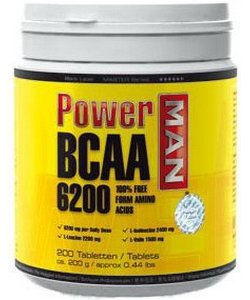 BCAA 6200, 200 шт, Power Man. BCAA. Снижение веса Восстановление Антикатаболические свойства Сухая мышечная масса 