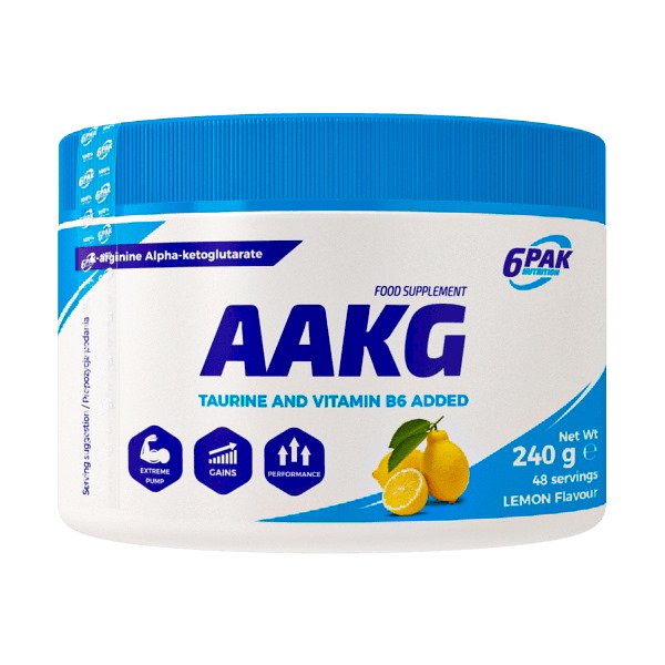 Предтренировочный комплекс 6PAK Nutrition AAKG, 240 грамм Лимон,  ml, 6PAK Nutrition. Pre Workout. Energy & Endurance 