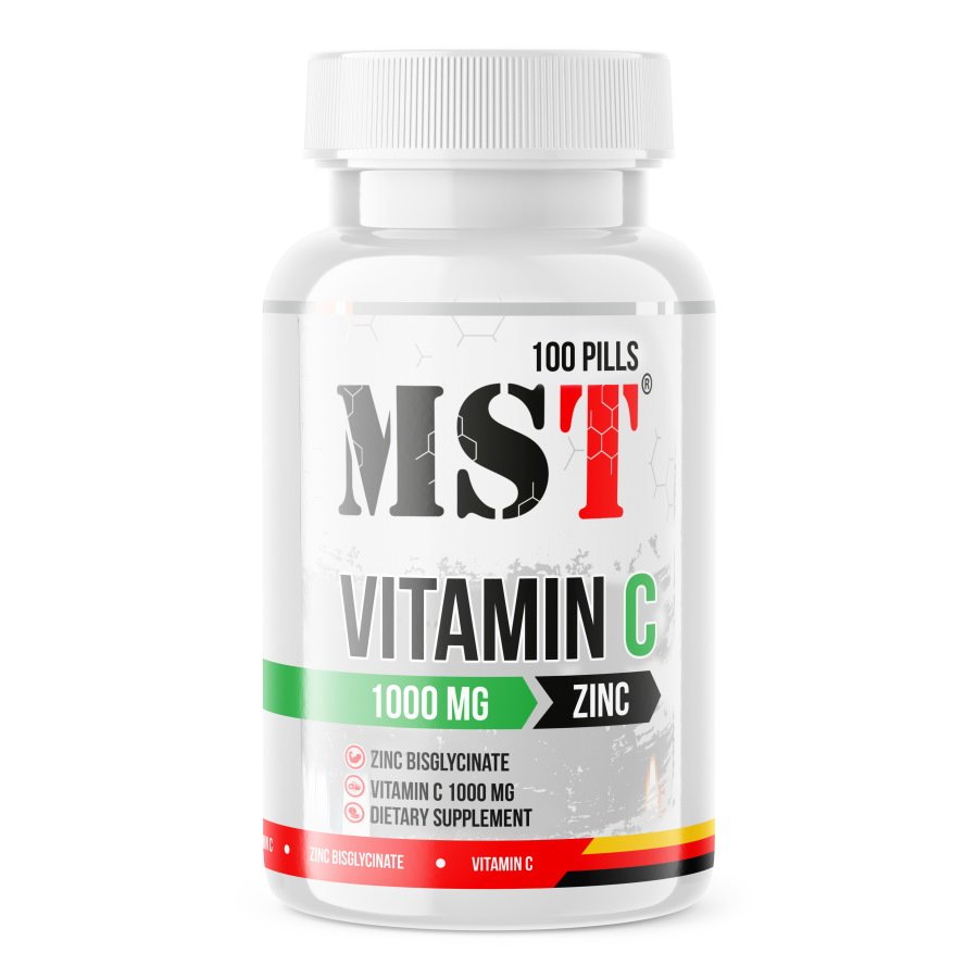 Витамины и минералы MST Vitamin C + Zinc, 100 таблеток,  ml, MST Nutrition. Vitamins and minerals. General Health Immunity enhancement 