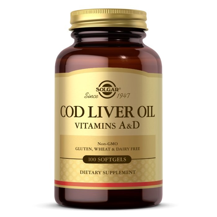 Жирные кислоты Solgar Cod Liver Oil Vitamin A &amp; D, 100 капсул,  ml, Solgar. Grasas. General Health 
