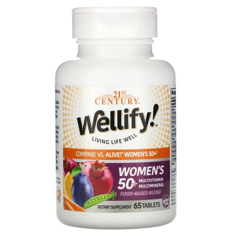 Мультивитамины для женщин 21st Century Wellify! Women's 50+ 65 Tabs,  мл, 21st Century. Витамины и минералы. Поддержание здоровья Укрепление иммунитета 