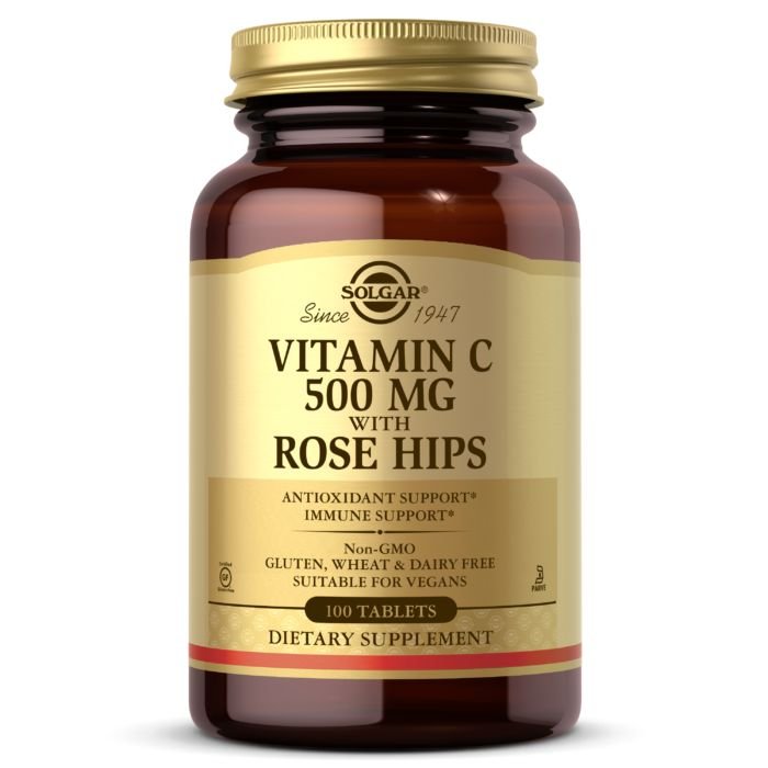 Витамины и минералы Solgar Vitamin C With Rose Hips 500 mg, 100 таблеток,  мл, Solgar. Витамины и минералы. Поддержание здоровья Укрепление иммунитета 
