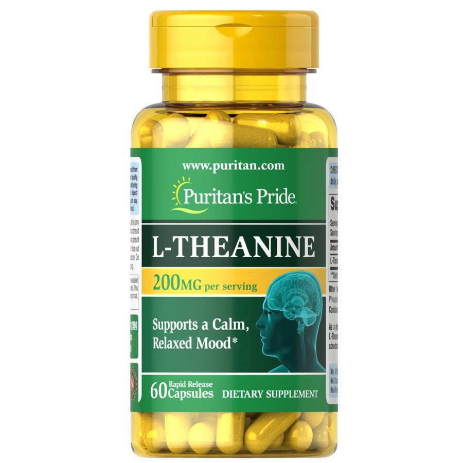 Аминокислота Puritan's Pride L-Theanine 200 mg, 60 капсул,  мл, Puritan's Pride. Аминокислоты. 