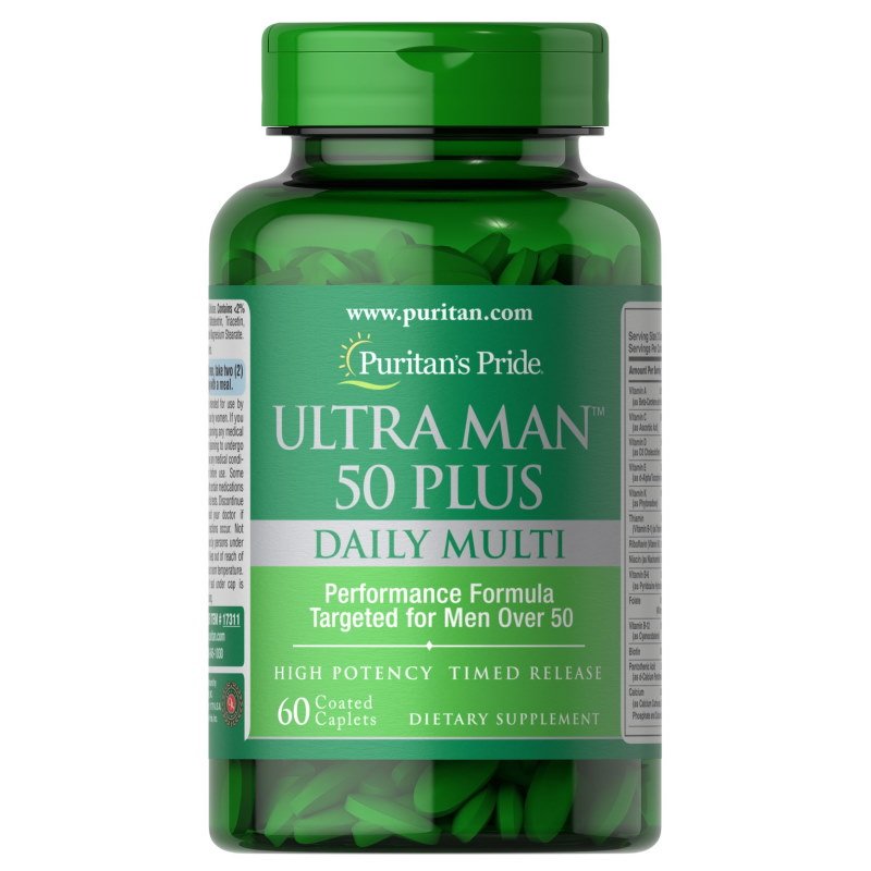Витамины и минералы Puritan's Pride Ultra Vita Man 50 Plus, 60 каплет,  ml, Puritan's Pride. Vitamins and minerals. General Health Immunity enhancement 