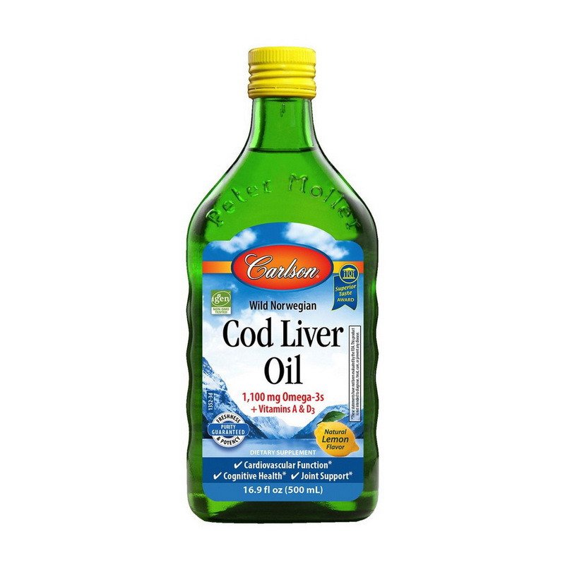 Carlson Labs Омега 3 Carlson Labs Cod Liver Oil 1100 mg Omega-3s + Vitamins A & D3 500 мл Без вкусовых добавок, , 