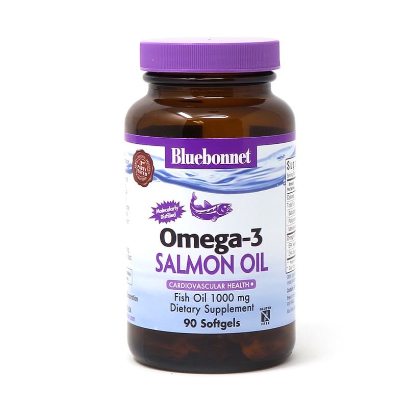 Жирные кислоты Bluebonnet Natural Omega-3 Salmon Oil, 90 капсул,  ml, Bluebonnet Nutrition. Fats. General Health 