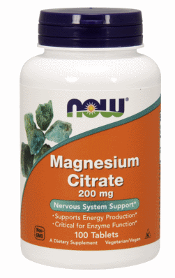 Мінеральна добавка NOW Foods Magnesium Citrate 200 mg 100 tabs,  мл, Now. Витамины и минералы. Поддержание здоровья Укрепление иммунитета 