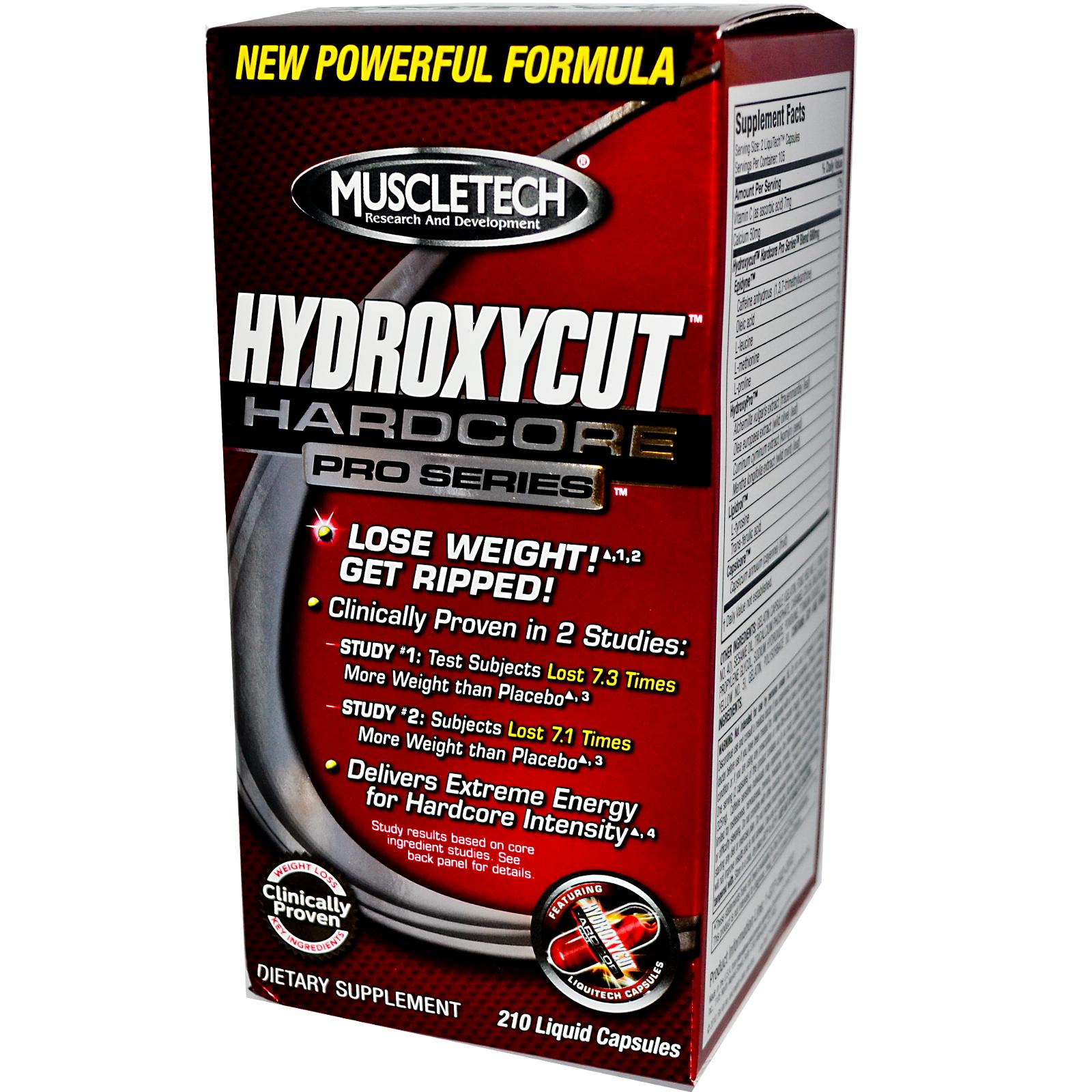 Hydroxycut Hardcore, 210 pcs, MuscleTech. Fat Burner. Weight Loss Fat burning 