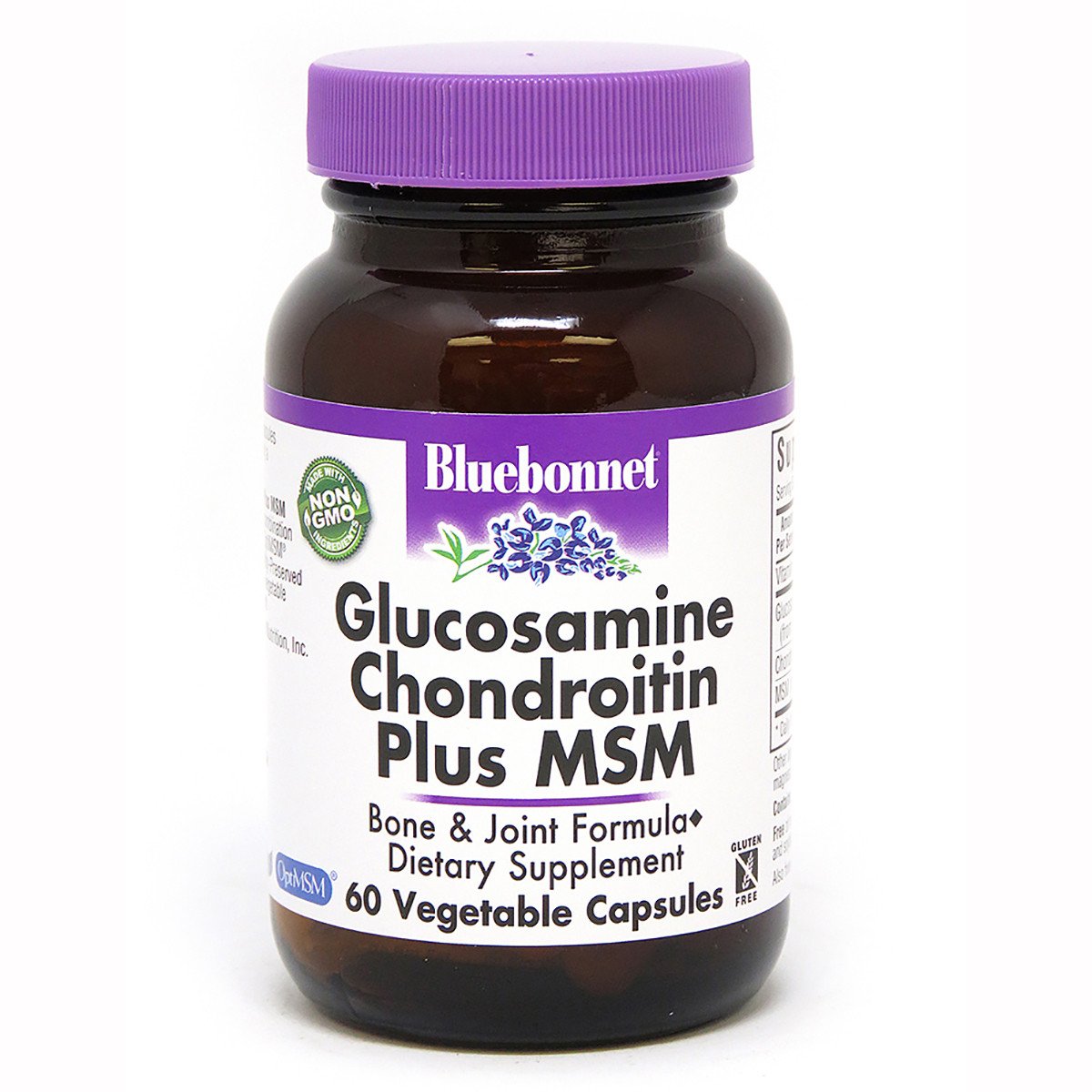 Глюкозамин  Хондроитин МСМ, Bluebonnet Nutrition, 60 растительных капсул,  мл, Bluebonnet Nutrition. Хондропротекторы. Поддержание здоровья Укрепление суставов и связок 