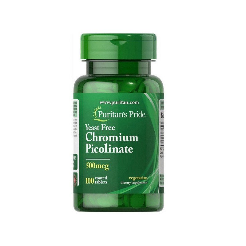 Пиколинат хрома Puritan's Pride Chromium Picolinate 500 mcg Yeast Free 100 tabs,  ml, Puritan's Pride. Vitamins and minerals. General Health Immunity enhancement 